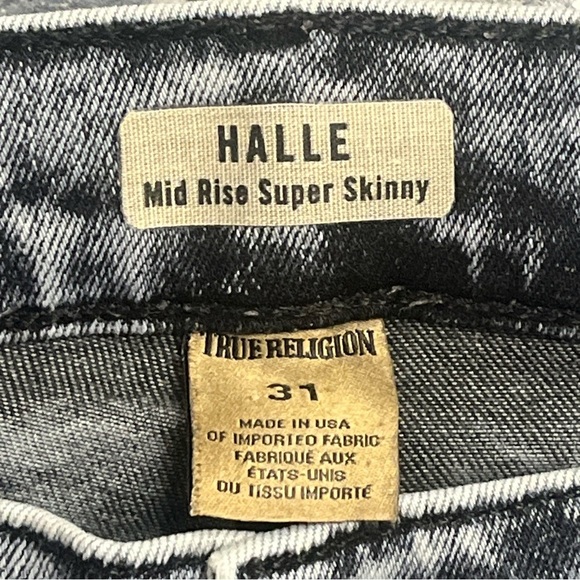 Women’s True Religion Jeans Size 31 Halle Mid Rise Super Skinny Made In … - Picture 4 of 9
